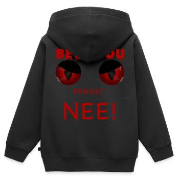 Bevor du fragst - Nee - Kinder Premium Organic Zip Hoodie - Schwarz - Hinten - AI Model Kid Male (0cm)