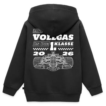 Mit Vollgas in die 1. Klasse – Einschulung 2026 - Kinder Premium Organic Zip Hoodie - Schwarz - Hinten - AI Model Kid Male (0cm)