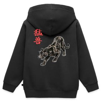Schwarze Raubkatze Kampfkunst Panther - Kinder Premium Organic Zip Hoodie - Schwarz - Hinten - AI Model Kid Male (0cm)