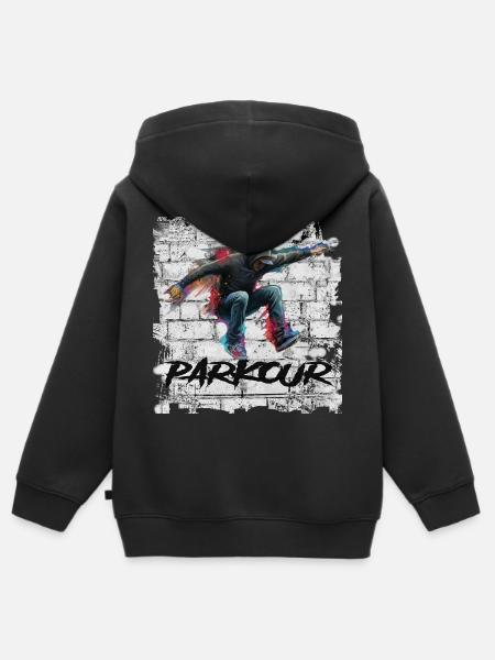 Parkour - Kinder Premium Organic Zip Hoodie - Schwarz