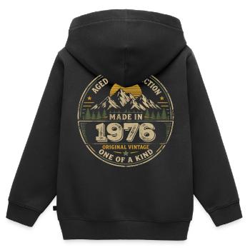 1976 Fête Anniversaire 1976 - Né en 1976 - Sweat Premium à capuche zippé enfant bio - noir - Dos - AI Model Kid Male (0cm)