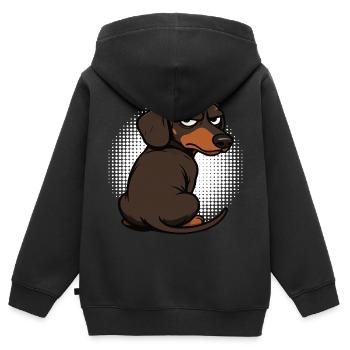 Propriétaire teckel Teckel Propriétaire teckel Propriétaire teckel Amant teckel - Sweat Premium à capuche zippé enfant bio - noir - Dos - AI Model Kid Male (0cm)