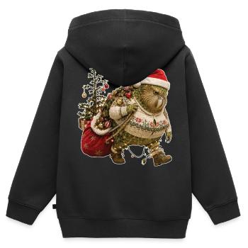 Kakapo carries Christmas alone - Kids Premium Organic Zip-up Hoodie - black - Back - AI Model Kid Male (0cm)