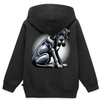 Grand Dogue Propriétaire de Dogue Grand Dane Fan de Grand Dogue - Sweat Premium à capuche zippé enfant bio - noir - Dos - AI Model Kid Male (0cm)
