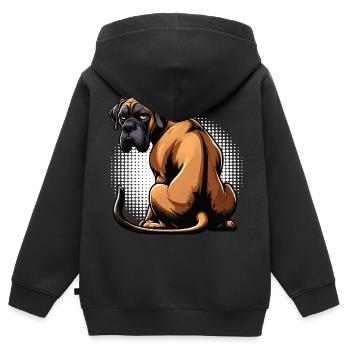 Grand Dogue Propriétaire de Dogue Grand Dane Fan de Grand Dogue - Sweat Premium à capuche zippé enfant bio - noir - Dos - AI Model Kid Male (0cm)