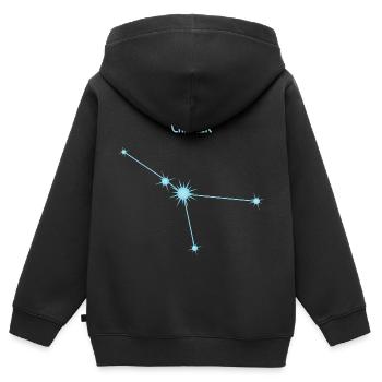 Constellation d’étoile du signe du Cancer Bleu pastel - Sweat Premium à capuche zippé enfant bio - noir - Dos - AI Model Kid Male (0cm)
