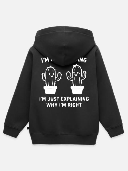 Kaktus Streit Dialog Shirt - Kinder Premium Organic Zip Hoodie - Schwarz