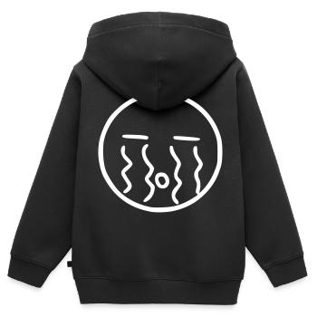 Emoji weinen Skizze weiß - Kinder Premium Organic Zip Hoodie - Schwarz - Hinten - AI Model Kid Male (0cm)