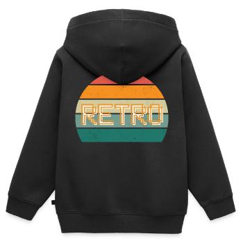 Rétro - Sweat Premium à capuche zippé enfant bio - noir - Dos - AI Model Kid Male (0cm)