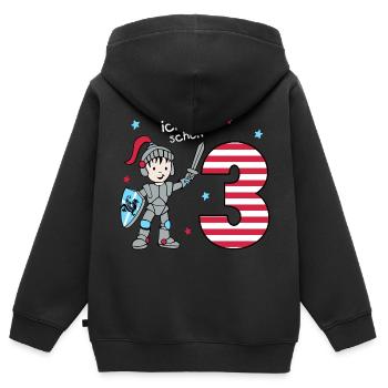 3. Geburtstag Ritter Jungen Geschenkidee - Kinder Premium Organic Zip Hoodie - Schwarz - Hinten - AI Model Kid Male (0cm)