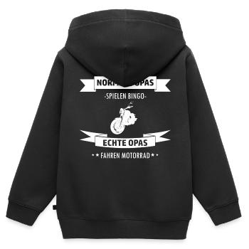 Motorrad Opa Biker Großvater Lustiger Spruch - Kinder Premium Organic Zip Hoodie - Schwarz - Hinten - AI Model Kid Male (0cm)