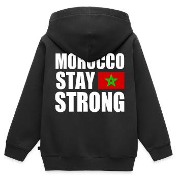 Morocco stay strong - Sweat Premium à capuche zippé enfant bio - noir - Dos - AI Model Kid Male (0cm)