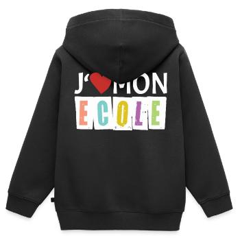 J aime mon école - Sweat Premium à capuche zippé enfant bio - noir - Dos - AI Model Kid Male (0cm)