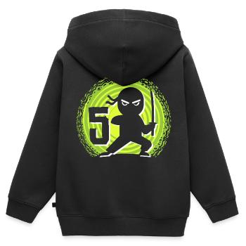 5. Geburtstag 5 Jahre Junge Kinder Ninja - Kinder Premium Organic Zip Hoodie - Schwarz - Hinten - AI Model Kid Male (0cm)