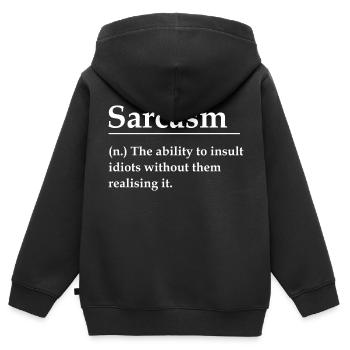 Sarcasme - Sweat Premium à capuche zippé enfant bio - noir - Dos - AI Model Kid Male (0cm)