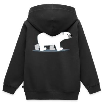 Trickfilm Eisbär zu Fuß von Cheerful Madness!! - Kinder Premium Organic Zip Hoodie - Schwarz - Hinten - AI Model Kid Male (0cm)