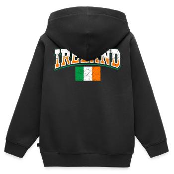 Irlande Fan - Sweat Premium à capuche zippé enfant bio - noir - Dos - AI Model Kid Male (0cm)