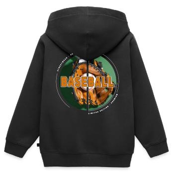 Baseball Handschuh Ball Schläger USA Sport Vintage - Kinder Premium Organic Zip Hoodie - Schwarz - Hinten - AI Model Kid Male (0cm)