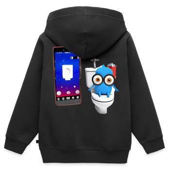 Wassertropfen auf der Toilette - Kinder Premium Organic Zip Hoodie - Schwarz - Hinten - AI Model Kid Male (0cm)