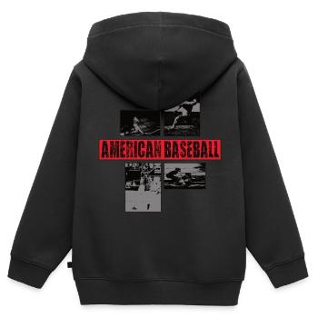 Cadeau de l’équipe américaine de baseball pour hommes garçons filles - Sweat Premium à capuche zippé enfant bio - noir - Dos - AI Model Kid Male (0cm)