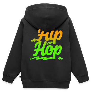 Hip Hop - Kinder Premium Organic Zip Hoodie - Schwarz - Hinten - AI Model Kid Male (0cm)