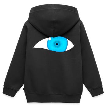 Oeil - Sweat Premium à capuche zippé enfant bio - noir - Dos - AI Model Kid Male (0cm)