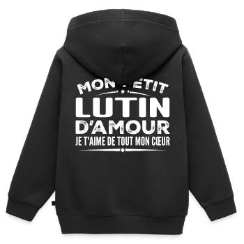 Geschenk Elf der Liebe, ich liebe dich von ganzem Herzen - Kinder Premium Organic Zip Hoodie - Schwarz - Hinten - AI Model Kid Male (0cm)