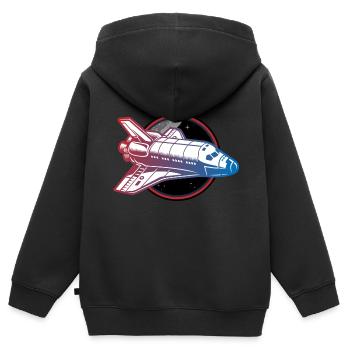 spaceship space shuttle - Kinder Premium Organic Zip Hoodie - Schwarz - Hinten - AI Model Kid Male (0cm)