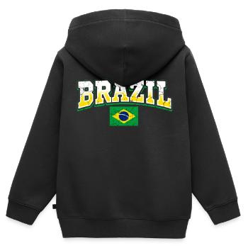 Brésil Fan - Sweat Premium à capuche zippé enfant bio - noir - Dos - AI Model Kid Male (0cm)