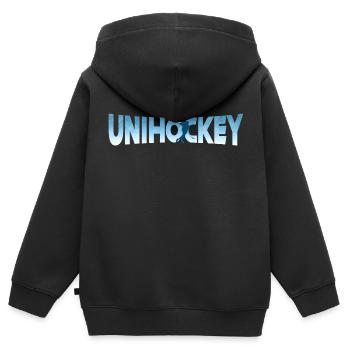 Unihockey - Kinder Premium Organic Zip Hoodie - Schwarz - Hinten - AI Model Kid Male (0cm)