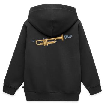 La trompette qui fait pouet - Sweat Premium à capuche zippé enfant bio - noir - Dos - AI Model Kid Male (0cm)