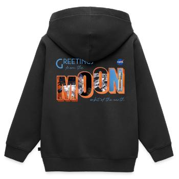 NASA Greetings From The Moon Urlaubskarte-Design - Kinder Premium Organic Zip Hoodie - Schwarz - Hinten - AI Model Kid Male (0cm)