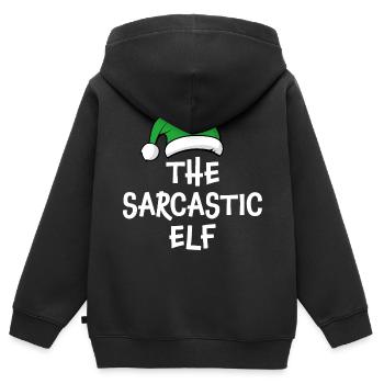 The Sarcastic Elf - Kids Premium Organic Zip-up Hoodie - black - Back - AI Model Kid Male (0cm)
