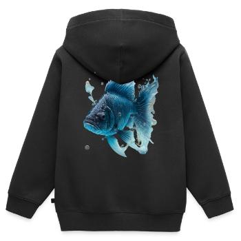Realistischer Fisch aus Wasser - Kinder Premium Organic Zip Hoodie - Schwarz - Hinten - AI Model Kid Male (0cm)