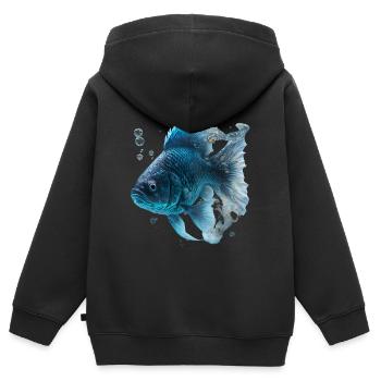 Realistischer Fisch aus Wasser - Kinder Premium Organic Zip Hoodie - Schwarz - Hinten - AI Model Kid Male (0cm)