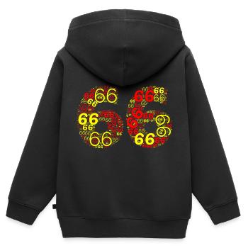 66 Seixanta Six Sang i Or - Sweat Premium à capuche zippé enfant bio - noir - Dos - AI Model Kid Male (0cm)