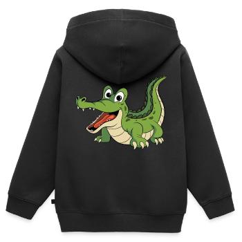 Krokodil Reptil Crocodile Alligator - Kinder Premium Organic Zip Hoodie - Schwarz - Hinten - AI Model Kid Male (0cm)