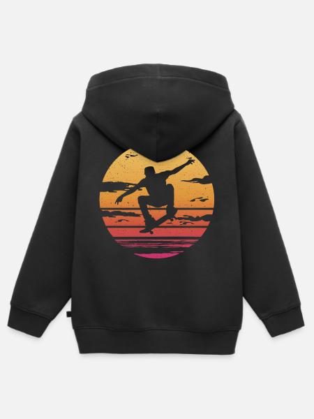 Skateboard Trick Pattinaggio Skateboard Skater - Felpa Premium con cappuccio con zip bambino bio - nero