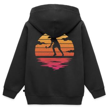 Feldhockey Spieler Frauen Hockey - Kinder Premium Organic Zip Hoodie - Schwarz - Hinten - AI Model Kid Male (0cm)