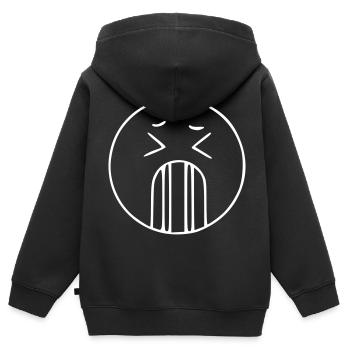 Croquis emoji passé blanc - Sweat Premium à capuche zippé enfant bio - noir - Dos - AI Model Kid Male (0cm)