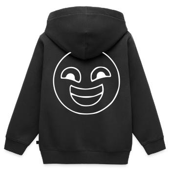 Emoji sketch rire blanc - Sweat Premium à capuche zippé enfant bio - noir - Dos - AI Model Kid Male (0cm)