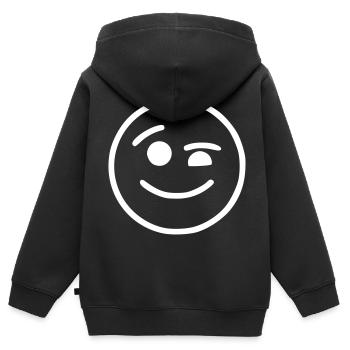 Emoji Skizze zwinkern weiß - Kinder Premium Organic Zip Hoodie - Schwarz - Hinten - AI Model Kid Male (0cm)