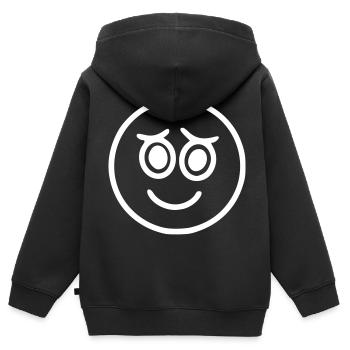 Emoji sketch blanc joyeux - Sweat Premium à capuche zippé enfant bio - noir - Dos - AI Model Kid Male (0cm)