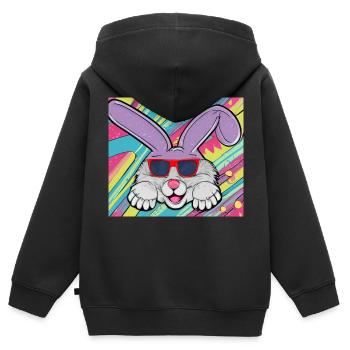 Drôle de lapin - Sweat Premium à capuche zippé enfant bio - noir - Dos - AI Model Kid Male (0cm)
