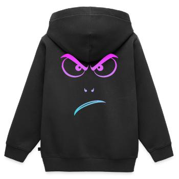 Angry, Grantig, böser Blick, grimmig - Kinder Premium Organic Zip Hoodie - Schwarz - Hinten - AI Model Kid Male (0cm)