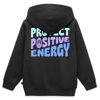 Protéger l’énergie positive - Sweat Premium à capuche zippé enfant bio - noir - Dos - AI Model Kid Male (0cm)