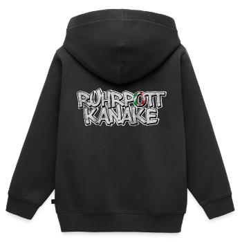 Ruhrpott Kanake mit NRW Logo - Kinder Premium Organic Zip Hoodie - Schwarz - Hinten - AI Model Kid Male (0cm)