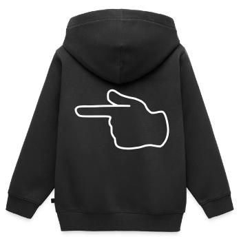Emoji zeigen links Skizze weiß - Kinder Premium Organic Zip Hoodie - Schwarz - Hinten - AI Model Kid Male (0cm)