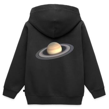 Saturn 3D - Kinder Premium Organic Zip Hoodie - Schwarz - Hinten - AI Model Kid Male (0cm)