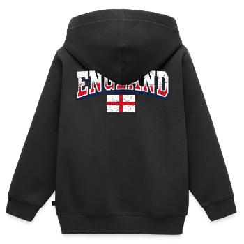 Fan d’Angleterre - Sweat Premium à capuche zippé enfant bio - noir - Dos - AI Model Kid Male (0cm)